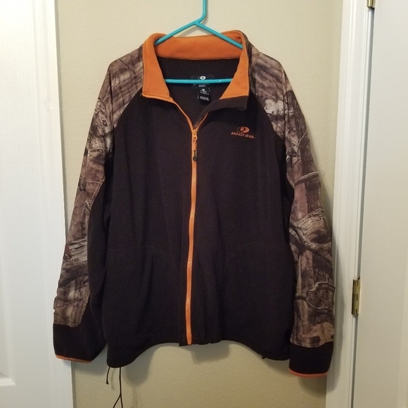 Mossy Oak Men's Size 2XL  Jacket Full Zipper 2 Pockets Black with Camo & Orange - Picture 1 of 7